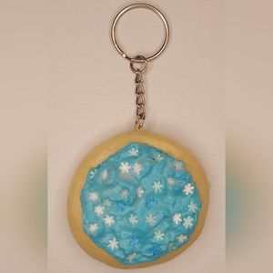 Blue Frosted Sugar Cookie Keychain